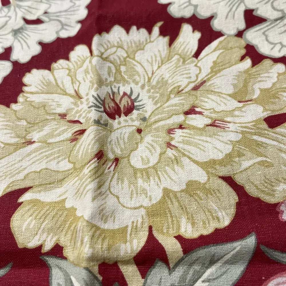 Set 2 Pottery Barn Red Floral Linen Cotton Euro Shams Pillow Covers 24